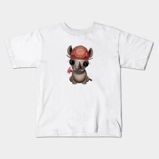 Cute Baby Rhino Firefighter Kids T-Shirt